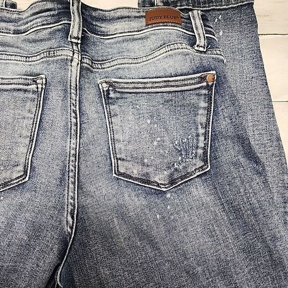 Judy Blue Boyfriend Fit Midrise Jeans Distressed Splatter Ripped Stretchy Sz7/28 - Picture 15 of 15